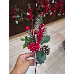 Galho Natalino Pick Berry Pinha Enfeite P Árvore Natal