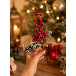 Galho Decorativo Natal Pick Berry Com Pinha 30cm