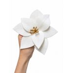 Flor Natalina Bico De Papagaio Veludo Off Whit Berry Dourado