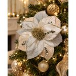 Flor Natalina Champagne Luxo Decoração Natal