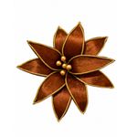 Flor Natalina Bico De Papagaio Veludo Marrom Com Dourado