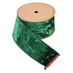 Fita Natalina Aramada 9,14m Dupla Face Verde Xadrez 6,3cm Veludo