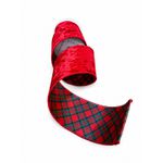 Fita Natalina Aramada 5mts Dupla Face Vermelho Xadrez 10cm Veludo