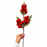 Galho Grande De Natal Berry Bolas Vermelho Veludo 68cm