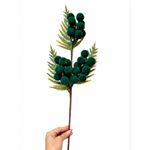 Galho Grande De Natal Berry Bolas Verdes Veludo 68cm