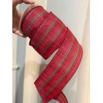 Fita Natalina Aramada 6,3cm Xadrez Vermelho E Verde 9,14m