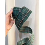 Fita Natalina Aramada 6,3cm Xadrez Verde 9,14m