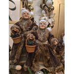 Mamãe Noel em Pé Bege e Marrom Cestinha com Pinha 45cm