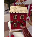Enfeite De Natal Casinha Decorativa Vermelha Com Led 16,5cm