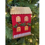 Enfeite De Natal Casinha Decorativa Vermelha Com Led 16,5cm