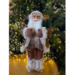 Papai Noel em Pé Esquiador com Presentes Marrom Xadrez 45cm