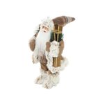 Papai Noel em Pé Esquiador com Presentes Marrom Xadrez 45cm