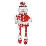 Boneco de Neve Natal Sentado Vermelho e Branco 40cm