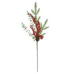 Galho Natalino Grande Nevado Berry E Pinha Verde E Vermelho 63cm