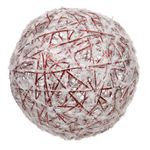Bola de Natal Decorada Branco e Vermelho 12cm