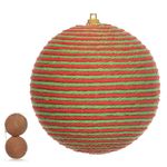 Jogo 2 Bolas De Natal Decorada Vermelho e Verde 10cm