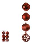 Jogo 6 Bolas De Natal Vermelho Com Brilho E Texturizada 8cm