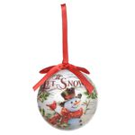 Jogo 2 Bolas Decorada Boneco de Neve Colorido 7,5cm Natal