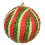 Jogo 2 Bolas De Natal Tecido Colorida Vermelho Verde 10cm