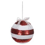 Jogo 2 Bolas Lantejoula Vermelho e Branco 10cm Natal