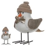 Pássaro Decorativo Natal Bege com Gorro Tricot