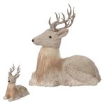 Rena Natal Deitada Sisal Bege 34cm