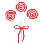 Galho Pick Pirulitos Enfeite Natal Branco Vermelho 30cm