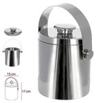Balde Para Gelo Com Alça Aço Inox Prateado 1,5l