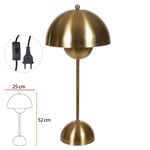 Abajur Em Metal Dourado Decoração Moderno Bivolt 52cm