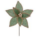 Flor Natalina Rústica Poinsetia Verde Juta