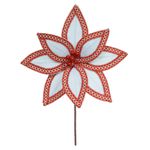 Flor Natalina Poinsetia Branco e Vermelho Natal Luxo