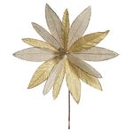 Flor Natalina Poinsetia Dourada Veludo Juta Brilho Luxo