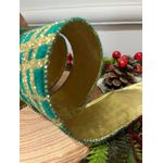 Fita Natalina Aramada 6,3cm Veludo Verde Com Dourado Glitter 9,14m