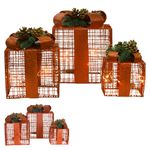 Caixa De Presente Decorativa De Natal 3 Peças Vermelho com Pinhas