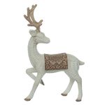 Rena Decorativa Em Resina Natal Branca E Bege Trançado 39cm