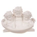 Trio de Anjinhos Resina Branco Decoração 27cm 