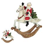 Papai Noel no Cavalo Decorativo Natal Resina 26cm