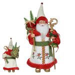 Papai Noel Em Pé 30cm Verde E Vermelho Luxo Natal