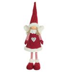 Enfeite Natal Menina em Pé Asas Roupa Tricot Coração 45cm