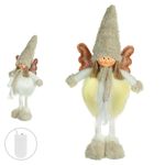 Boneco de Natal Menina em Pé com Led Bege e Branco 42cm