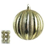 Jogo 6 Bolas Decorada Glitter Dourado Natal 8cm
