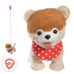 Cachorro Natal Animado Com Movimento E Som Bege e Marrom