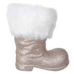 Enfeite Natal Bota Glitter Champanhe com Pluma 20x15cm