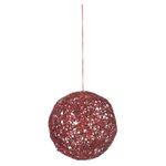 Jogo 2 Bolas De Natal Aramada Brilho Vermelho 12cm