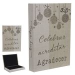 Caixa Livro Decorativa Natal Celebrar Bege