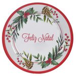Jogo 6 Pratos De Melamina Raso Festão Natal