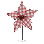 Flor Natalina Poinsetia Xadrez Vermelho Branco Glitter