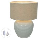 Abajur Decorativo Cerâmica Branco e Bege Bivolt 44x44cm