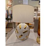 Abajur Decorativo Cerâmica Branco e Dourado Bivolt 32x32cm