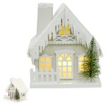 Casinha Natalina Rosa Claro Com Led Pinheiro Decoração Natal